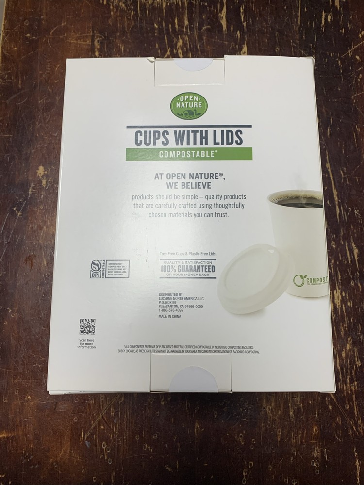 New Sealed Open Nature Cups with Lids Compostable