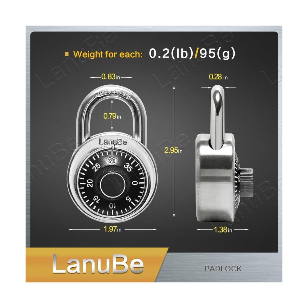 Lock Standard Dial Combination Lock, 2 inch. Wide, with Different Combination...