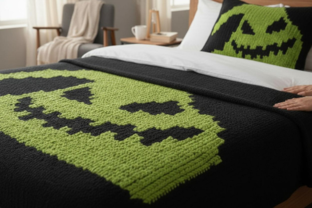 "Oogie Boogie Nights" Chunky Knit Blanket | Digital PDF Step by Step Pattern