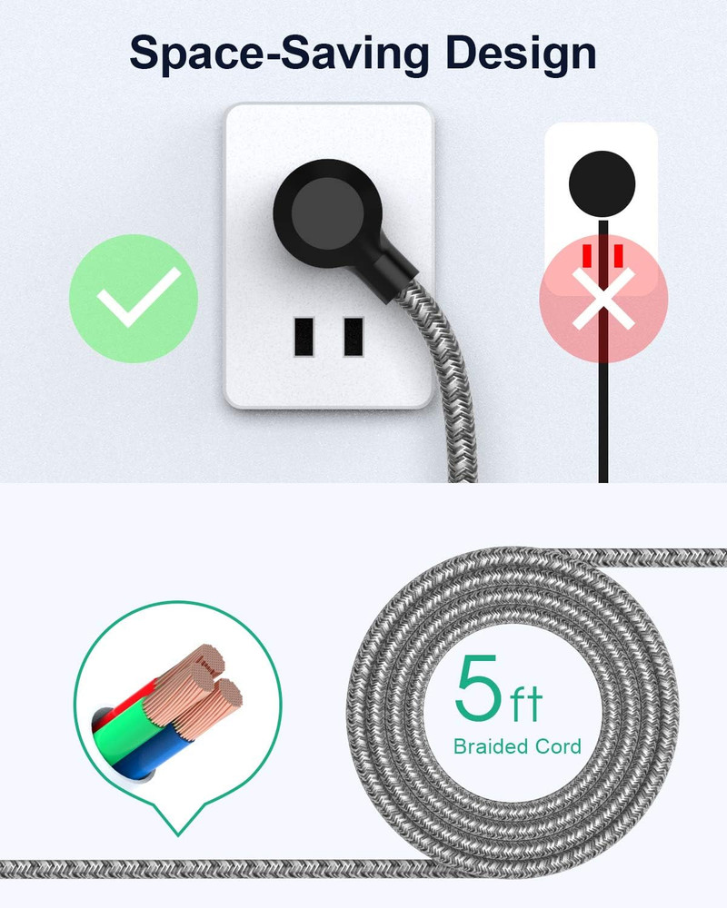 2 Pack Surge Protector Power Strip – 6 Outlets + 4 USB (USB-C), Flat Plug, 5FT C