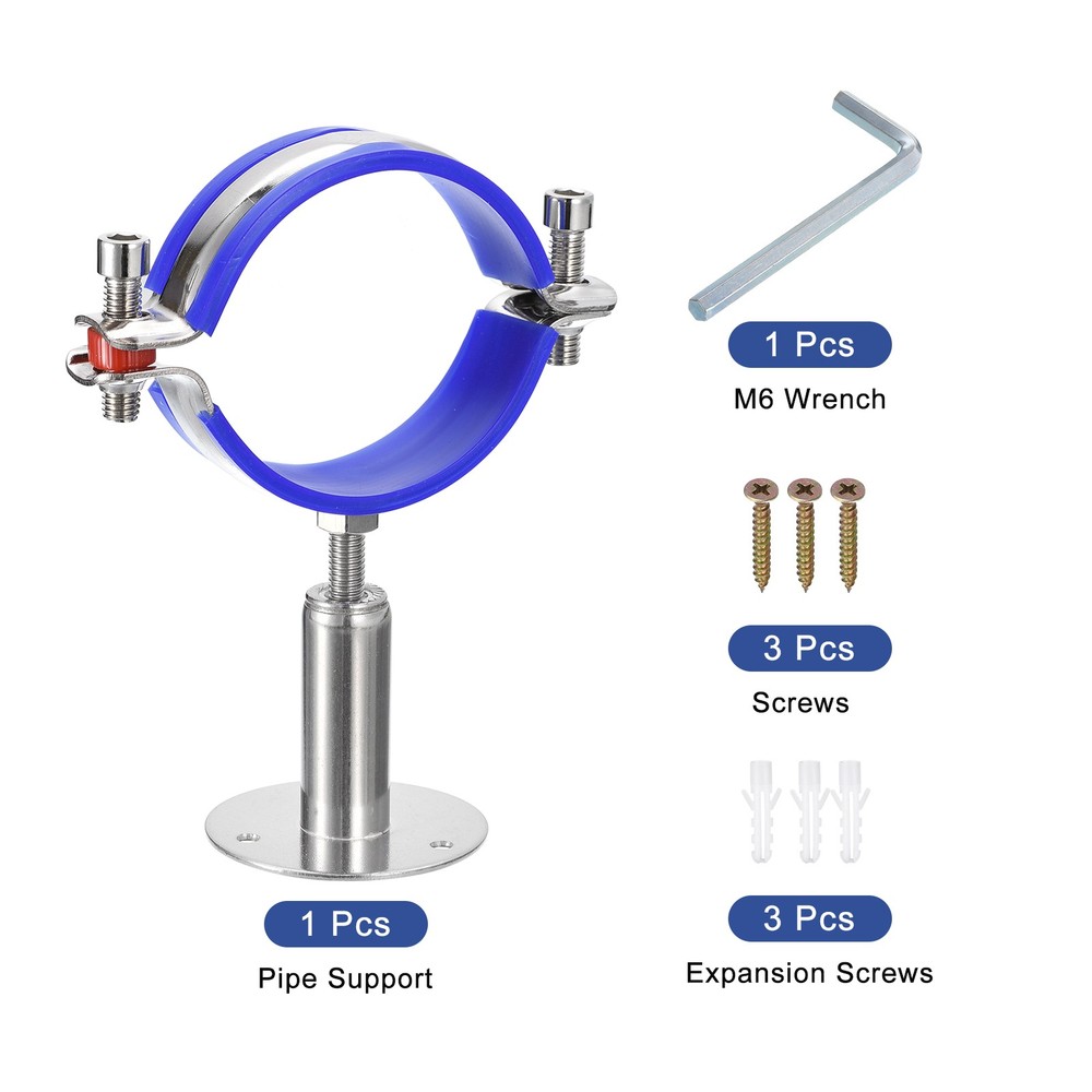 Adjustable Pipe Support Wall Mount Bracket Clamp Pipe Strap Fit for 70-76mm Pipe