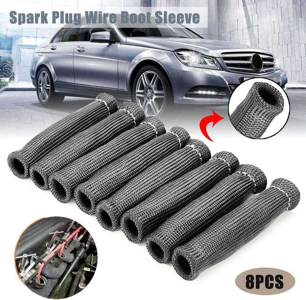 8PCS Spark Plug Wire Heat Shield, Blue