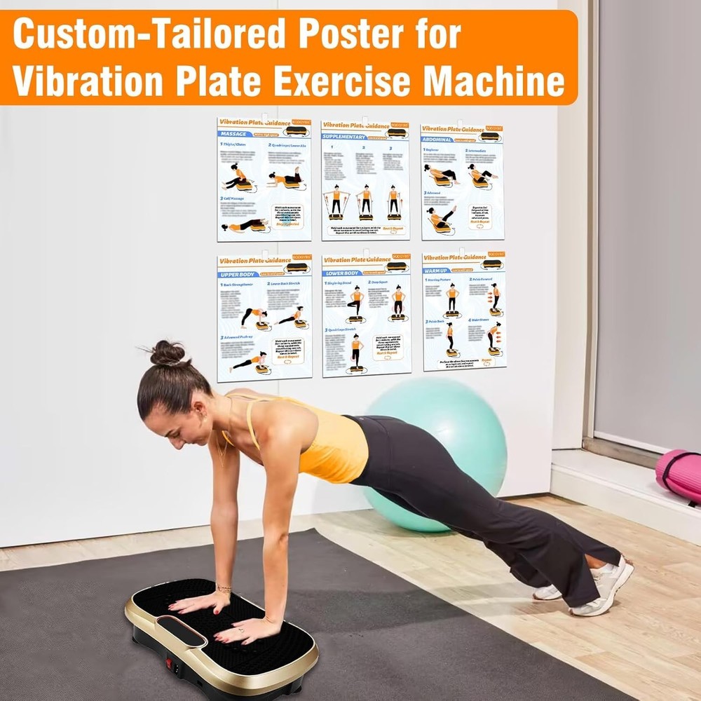 Whole Body Vibration Plate Training Poster with 6 Workouts & Progress Planner