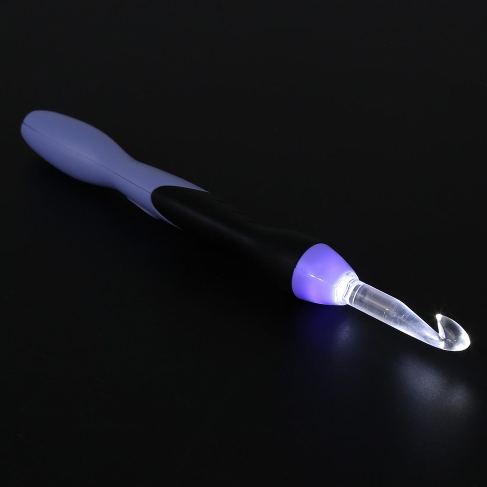 USB Rechargeable LED Light Up Crochet Hook Set Knitting Tool with Replaceable