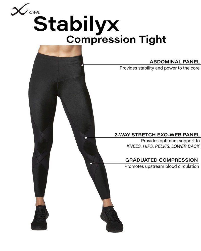 CW-X Women's Stabilyx Joint Support Compression Tight Black X-Small