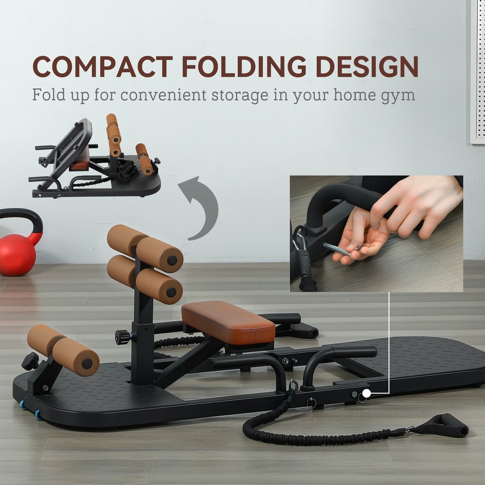 Sissy Squat Machine Hip Thrust Machine with Push Up Stand, Black