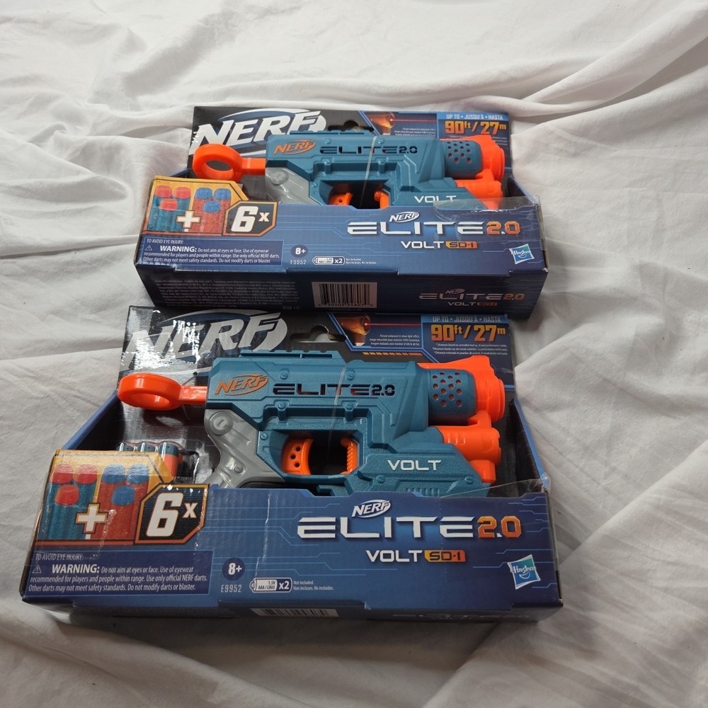 2x Hasbro NERF Elite 2.0 Volt SD-1 Blaster with 6 Darts Light Targeting (CMS)