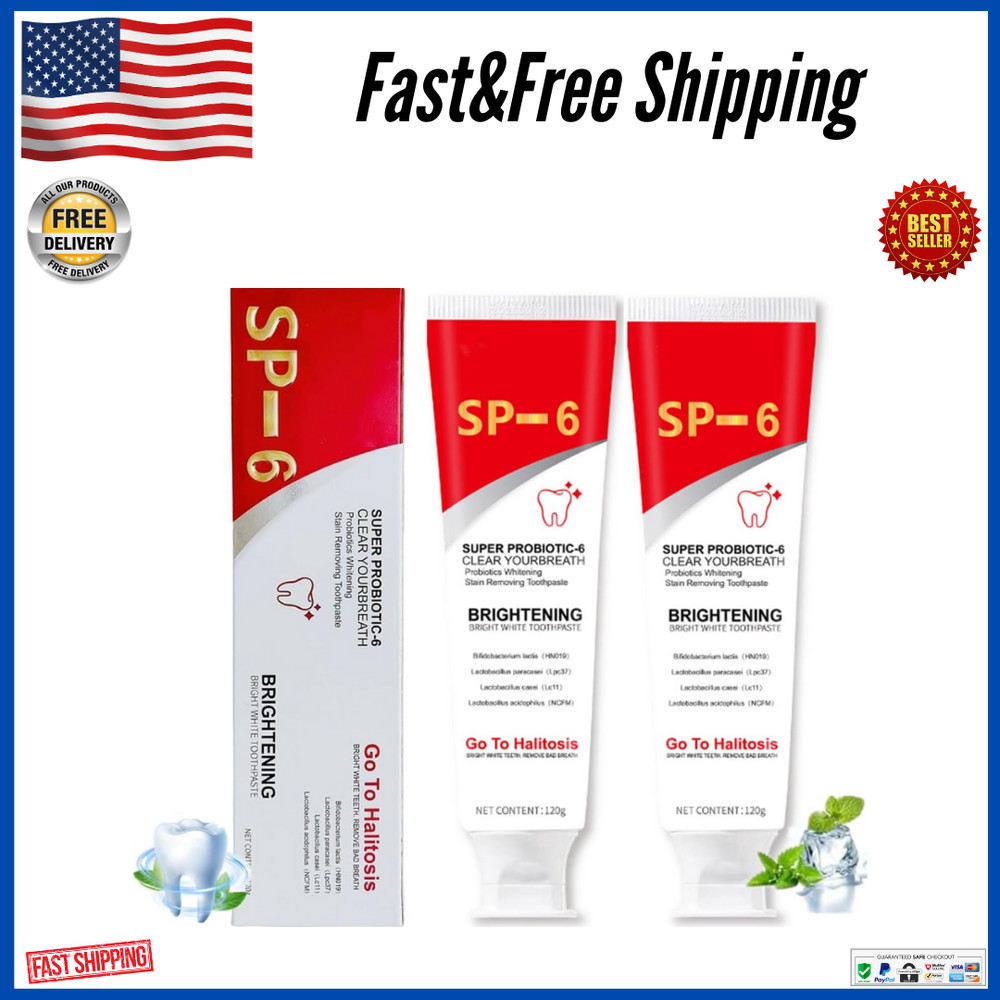 2 Pcs Super Probiotic SP-6 Toothpaste, Probiotics Bright White Toothpaste, Sp 6,