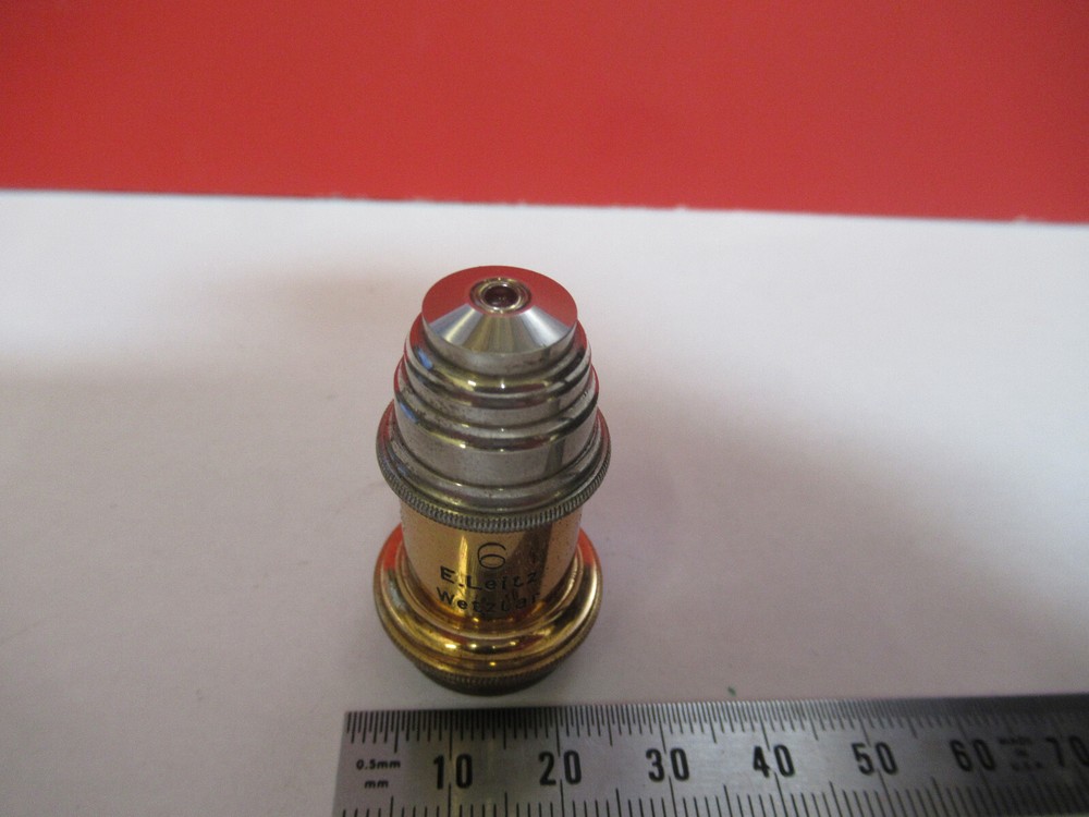 ANTIQUE BRASS LEITZ GERMANY OBJECTIVE "6" MICROSCOPE PART AS PICTURED G4-A-102