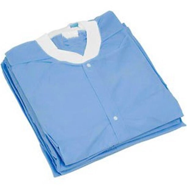 Case of 50 Disposable SMS Lab Coat Blue,2 Pockets, 35gsm, M-2XL Size