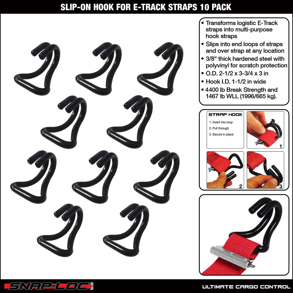 SNAP-LOC E-Track Strap Slip-On Hook Adapter 10-Pack
