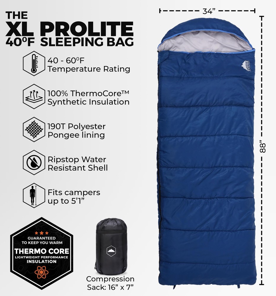 Extra Large Lightweight Waterproof Sleeping Bag for Camping & Backpacking