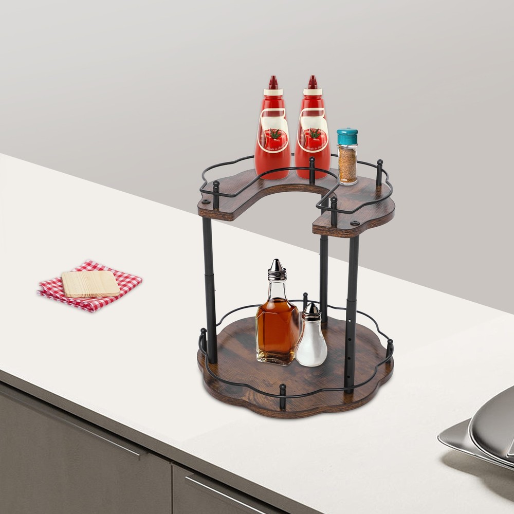 Spice Rack Organization for Cabinet Height Adjustable Rotating Spice Organizer