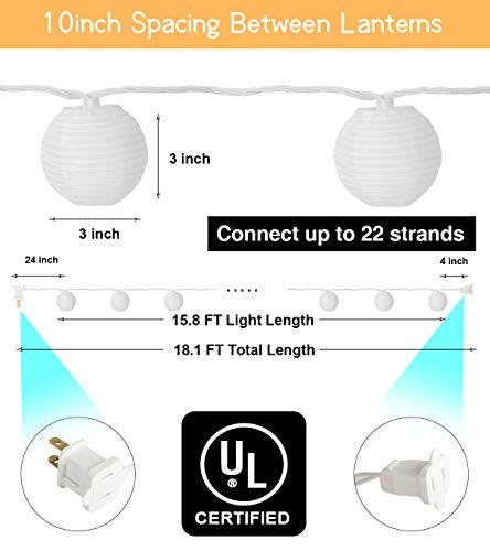 Mini Lantern Lights String Outdoor, 3 Inch Globe 1 20CT White Mini Lantern