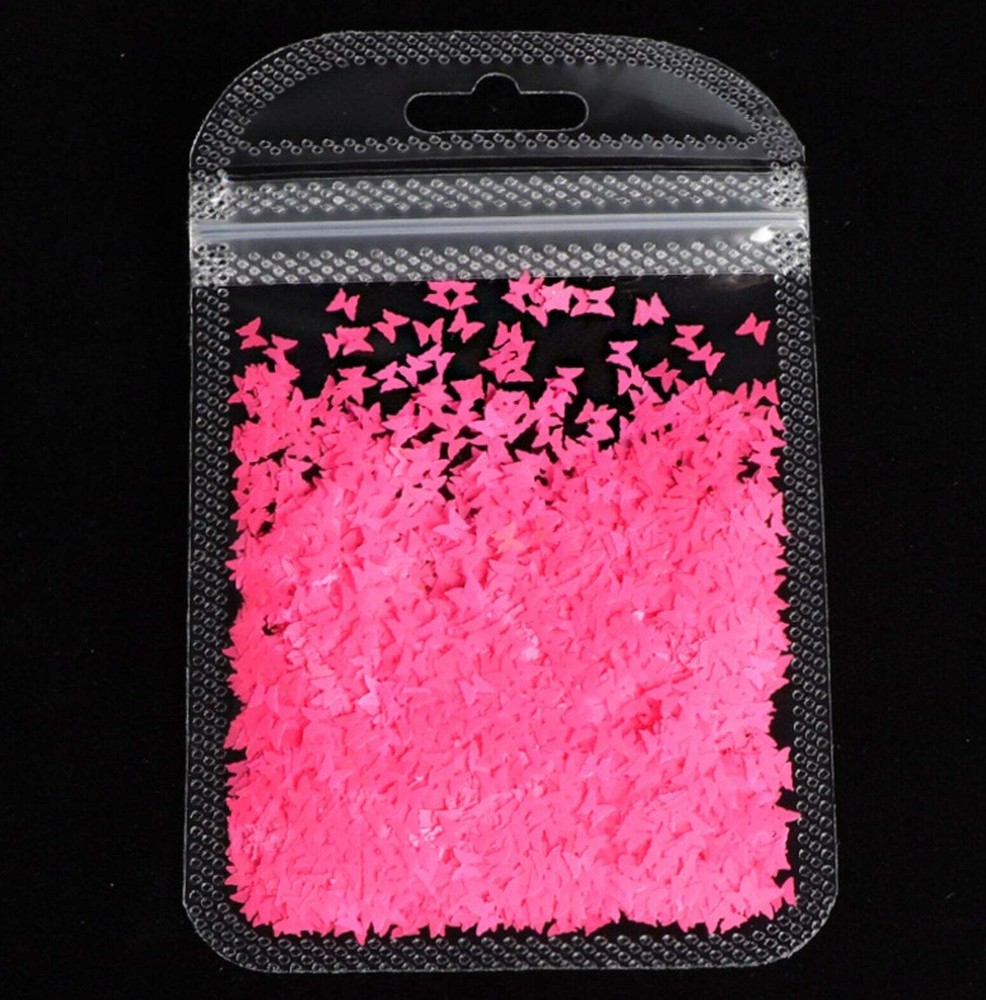 3MM Neon Solid Butterfly Glitter (2G Bag)