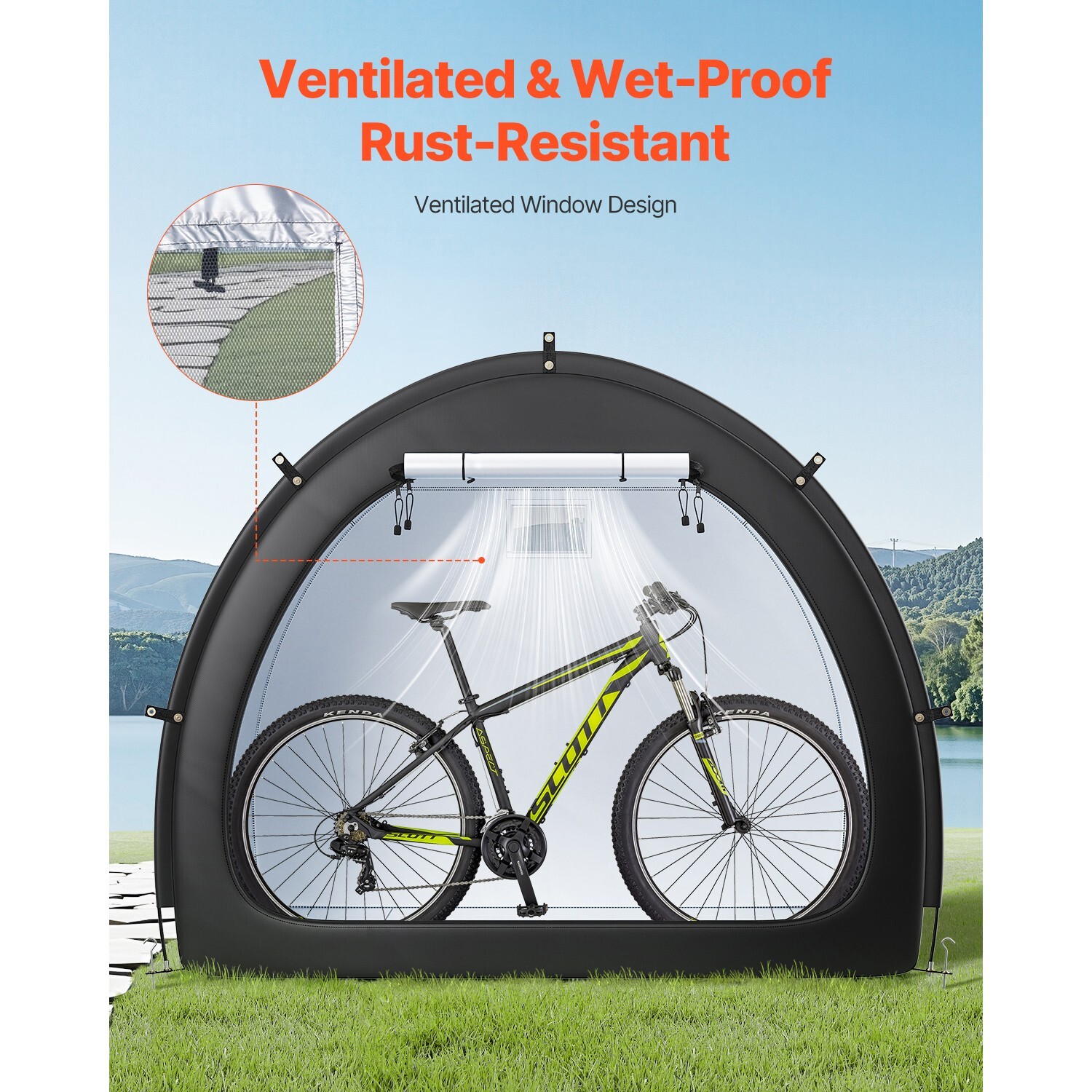 Outdoor Bike Storage Tent Fan-Shaped Waterproof Bike Tent Shed for 4 to 5 Bikes