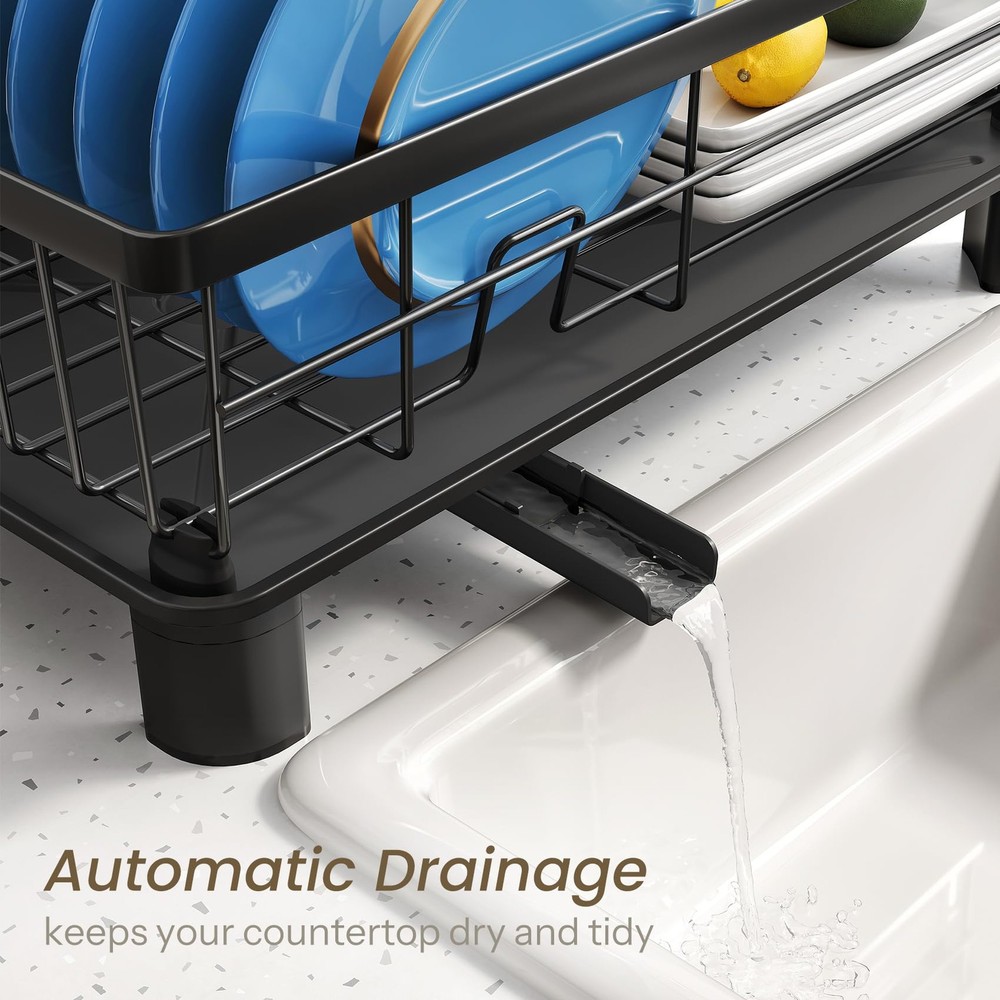 Dish Drying Rack - Space-Saving Dish Rack for Kitchen Counter, Stainless Stee...