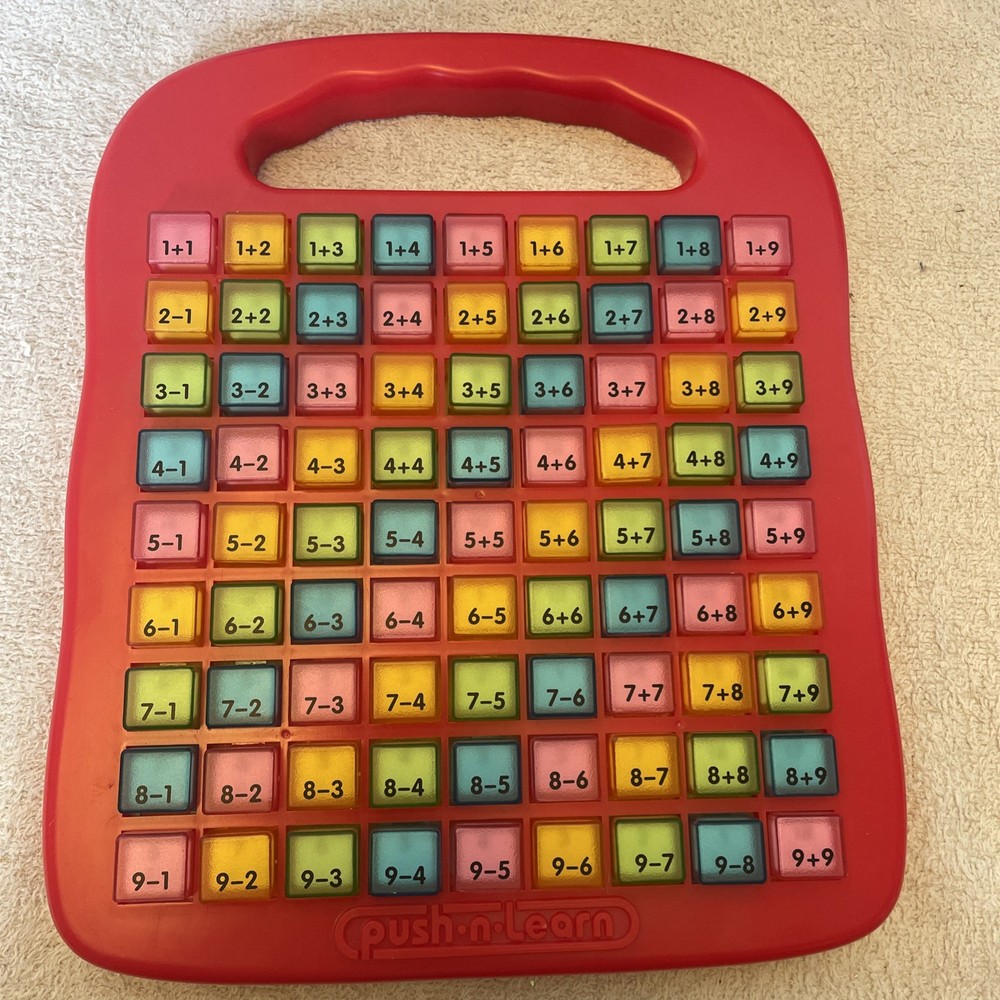 Push-n-Learn math Tables Plastic Educational Math Toy Vtg Red