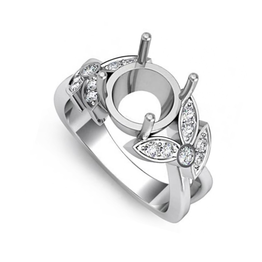 Ring Setting Round 8mm 925 Sterling Silver Semi Mount Ring Setting
