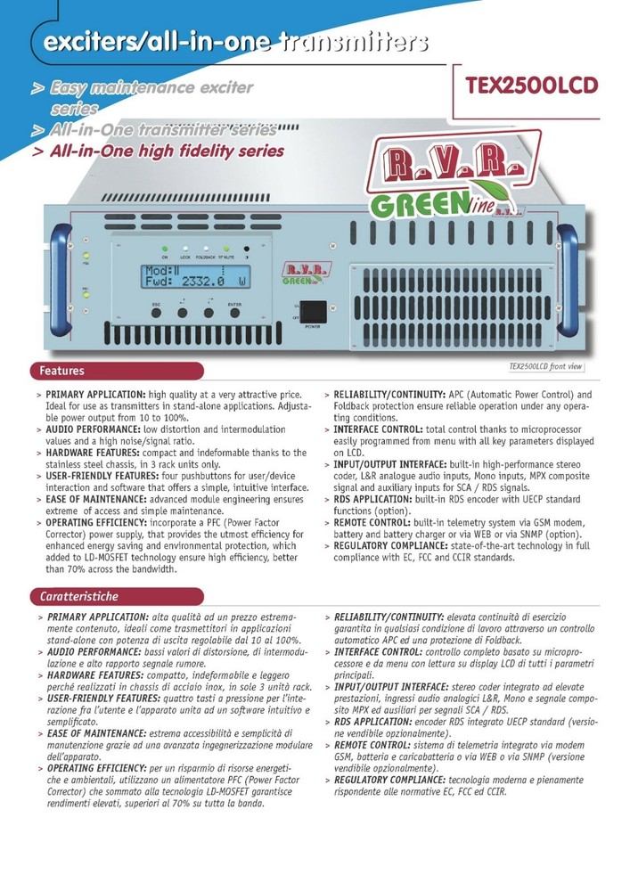 Broadcast Prof RVR TEX 2500w LCD FM Transmitter Wide Band 88 108 Mhz - NEW - FCC