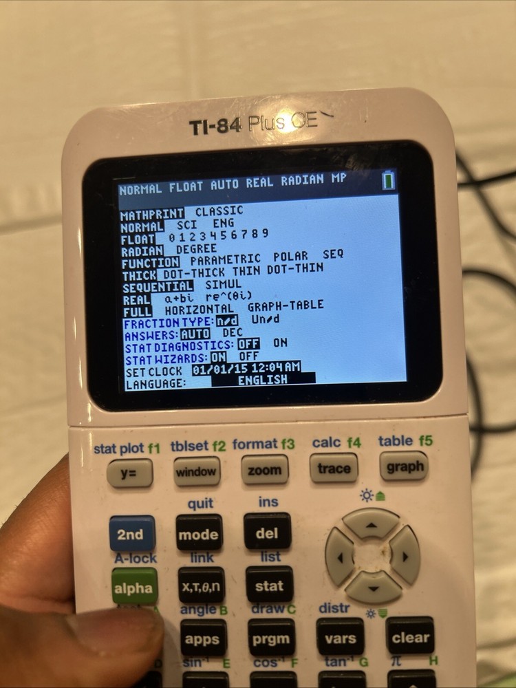 Texas Instruments TI-84 Plus CE White Graphing Calculator Tested W Case Cable
