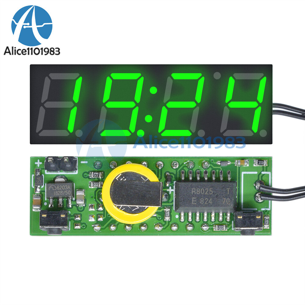 Green 3 in 1 LED DS3231SN Digital Clock Temperature Voltage Module Electronic