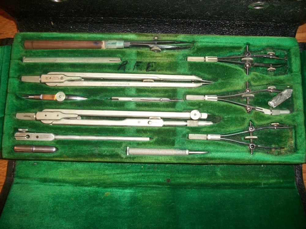 VINTAGE E.O. RICHTER & CO. GERMAN PRECISION DRAFTING DRAWING SET COMPLETE