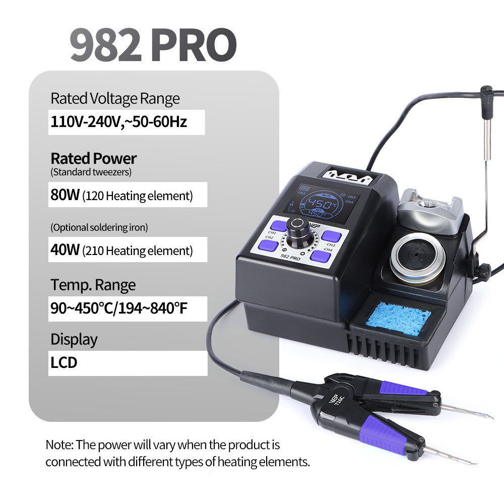 WEP SMT Hot Tweezers Soldering Station Desoldering Rework Station ESD KIT