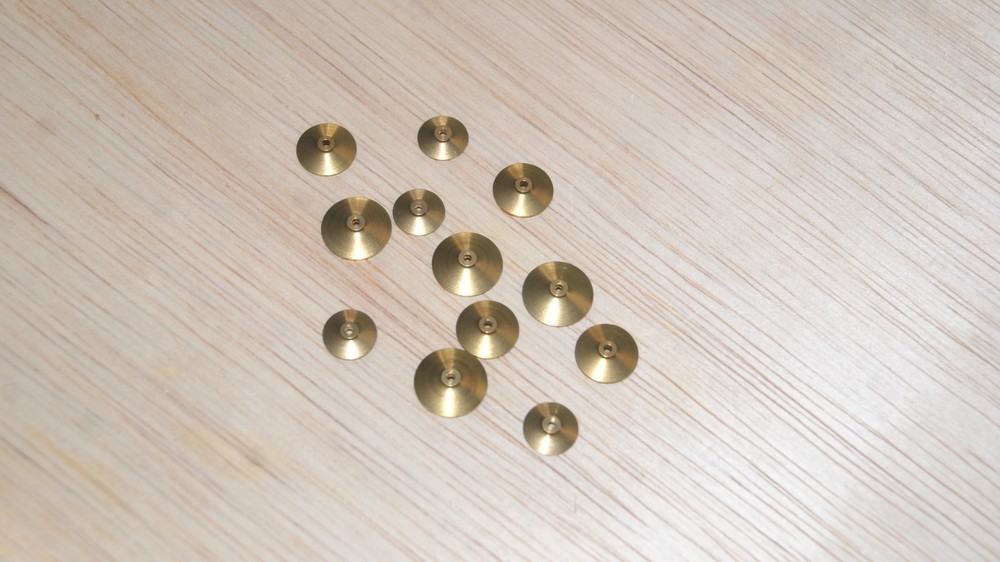 12 BRASS TURNED COLLETS FOR TALL CLOCKS