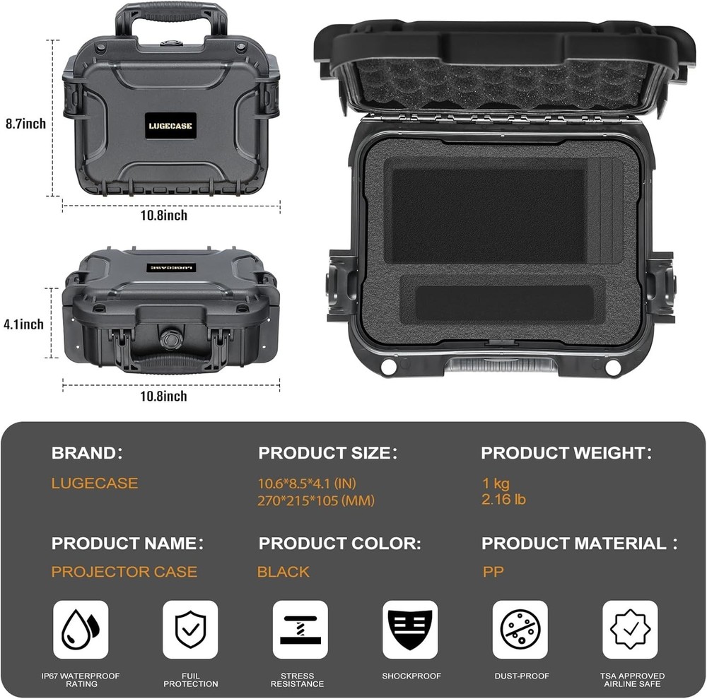 Hard Shell Case for Anker Nebula Capsule 3 / 3 Laser Projector & Foldable Stand