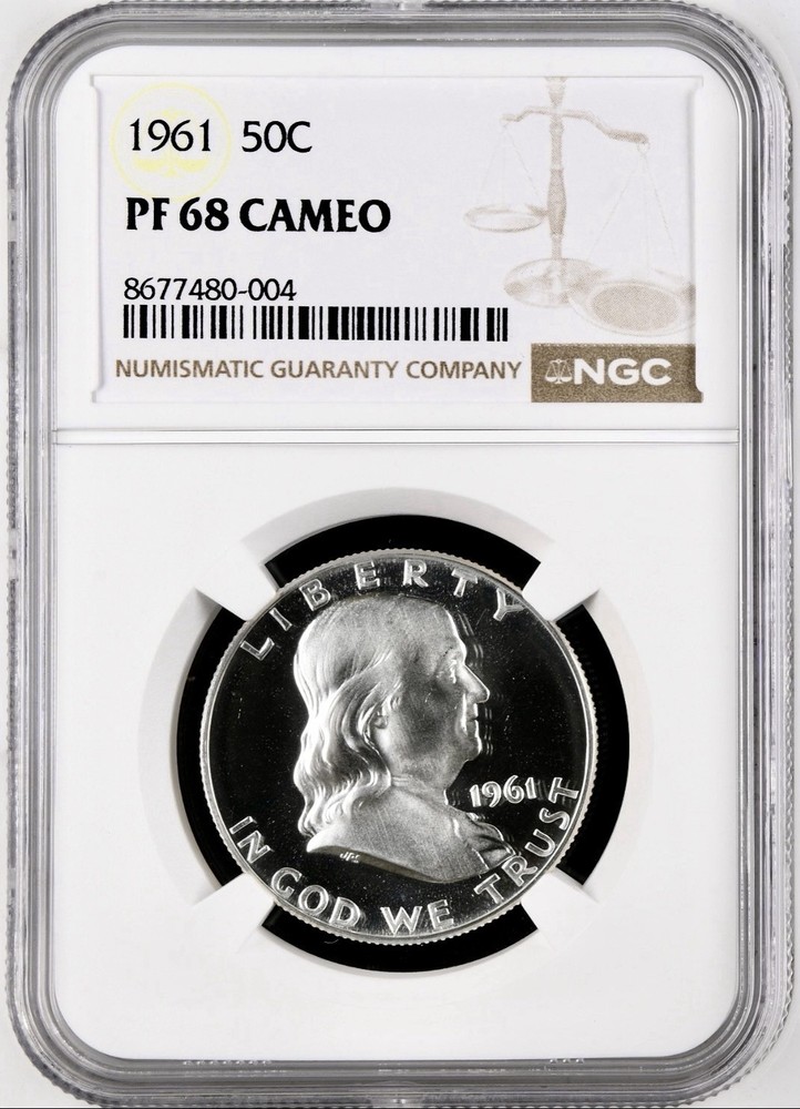 1961 FRANKLIN HALF DOLLAR PROOF NGC PR68 CAMEO