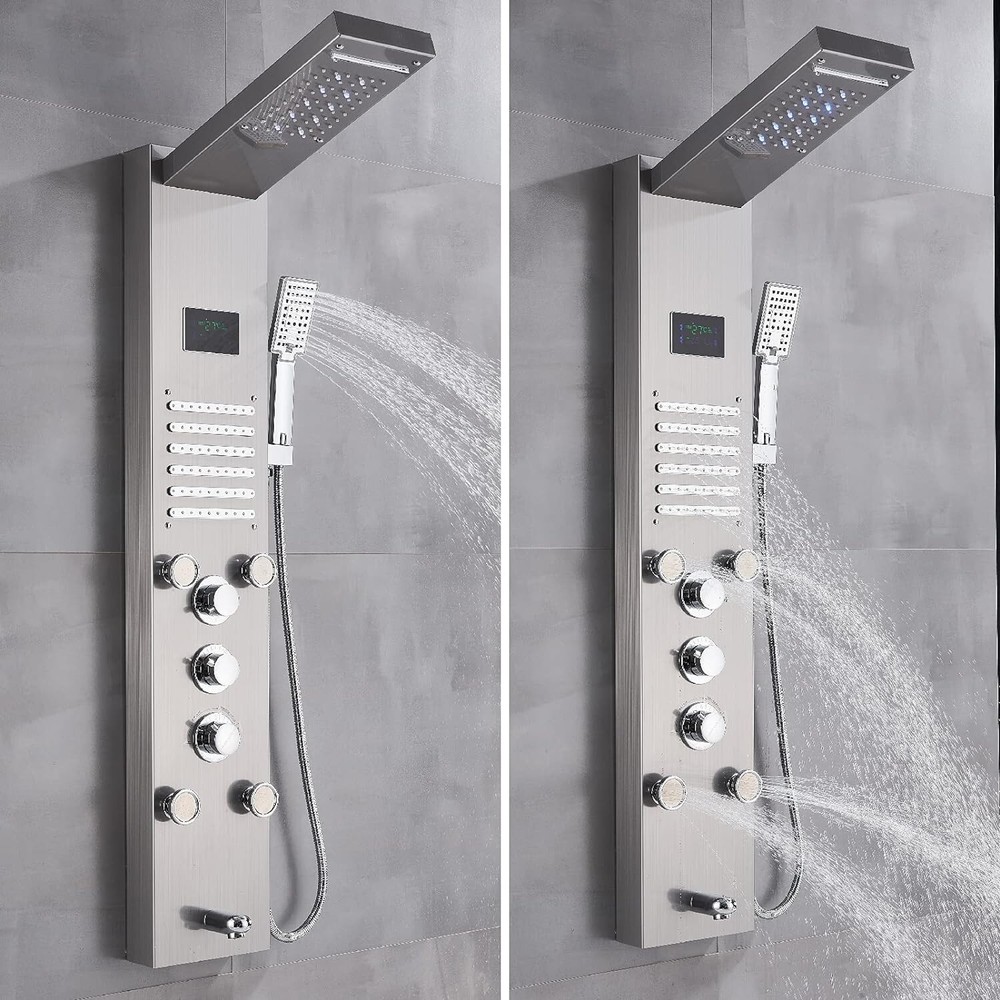 Shower Panel Tower System Rainfall Waterfall Shower Massage Spa Body Jet Sprayer