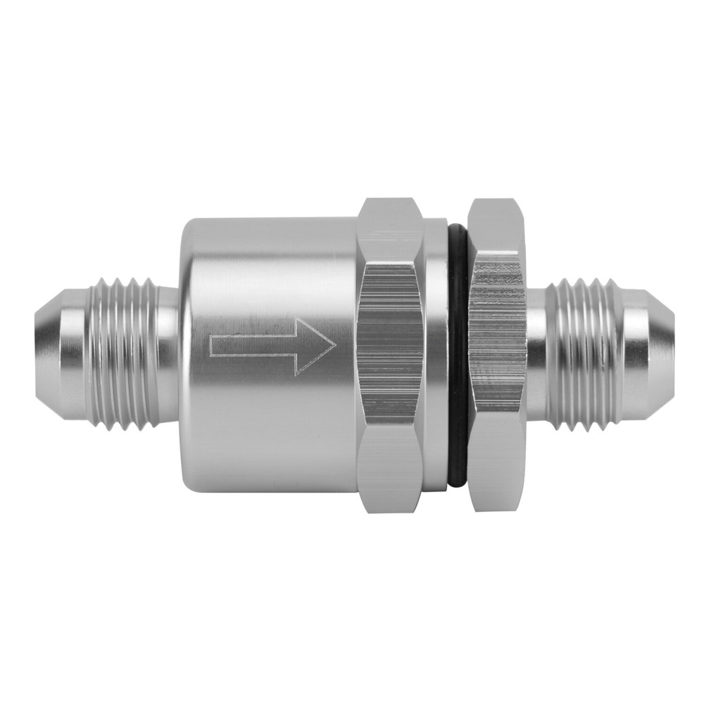 6AN Non Return One Way Inline Check Valve Fitting Aluminum-Sliver