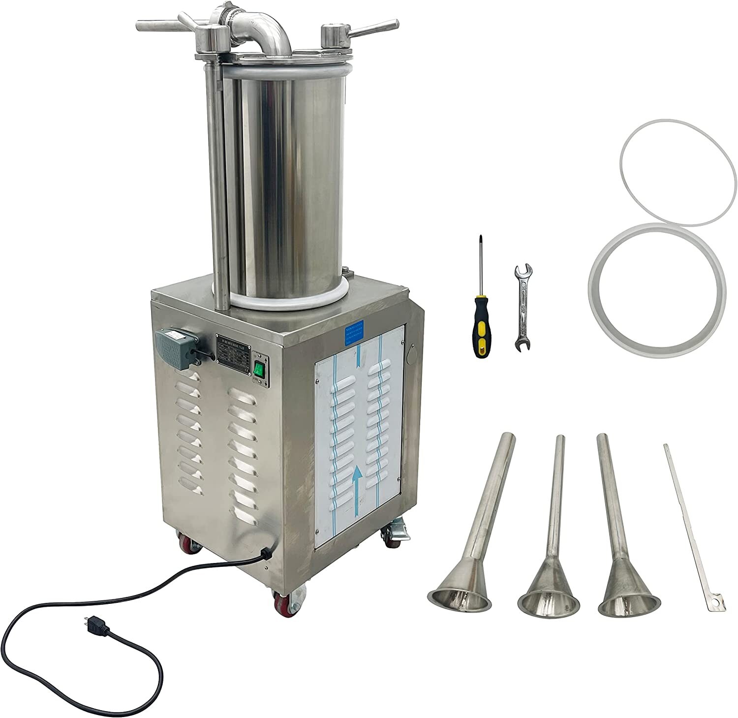 Hydraulic Sausage Stuffers 110V 26L Automatic Vertical Sausage Maker w/3 Stuffer