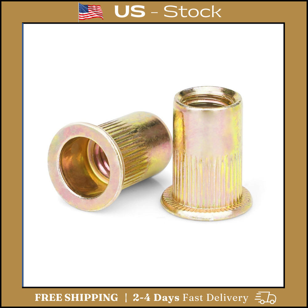 50 Pcs 5/16-18 UNC Carbon Steel Rivet Nut Flat Head Threaded Insert Nutsert SAE