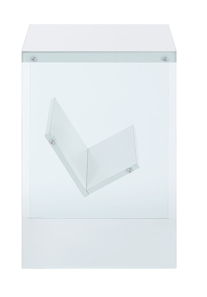 Convenience Concepts SoHo End Shelf Table, White/Glass End Table