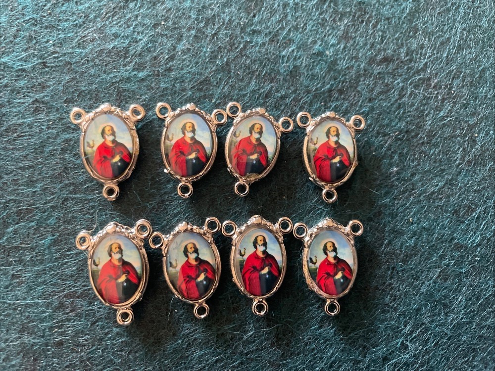 Saint Peter Medal Rosary Centers Rosary Making Parts Silver Tone