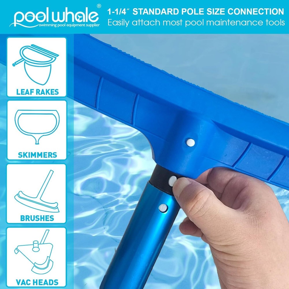 Premium 15ft Telescopic Pool PoleAdjustable 3-PieceTelescopic Pool Cleaning Pole