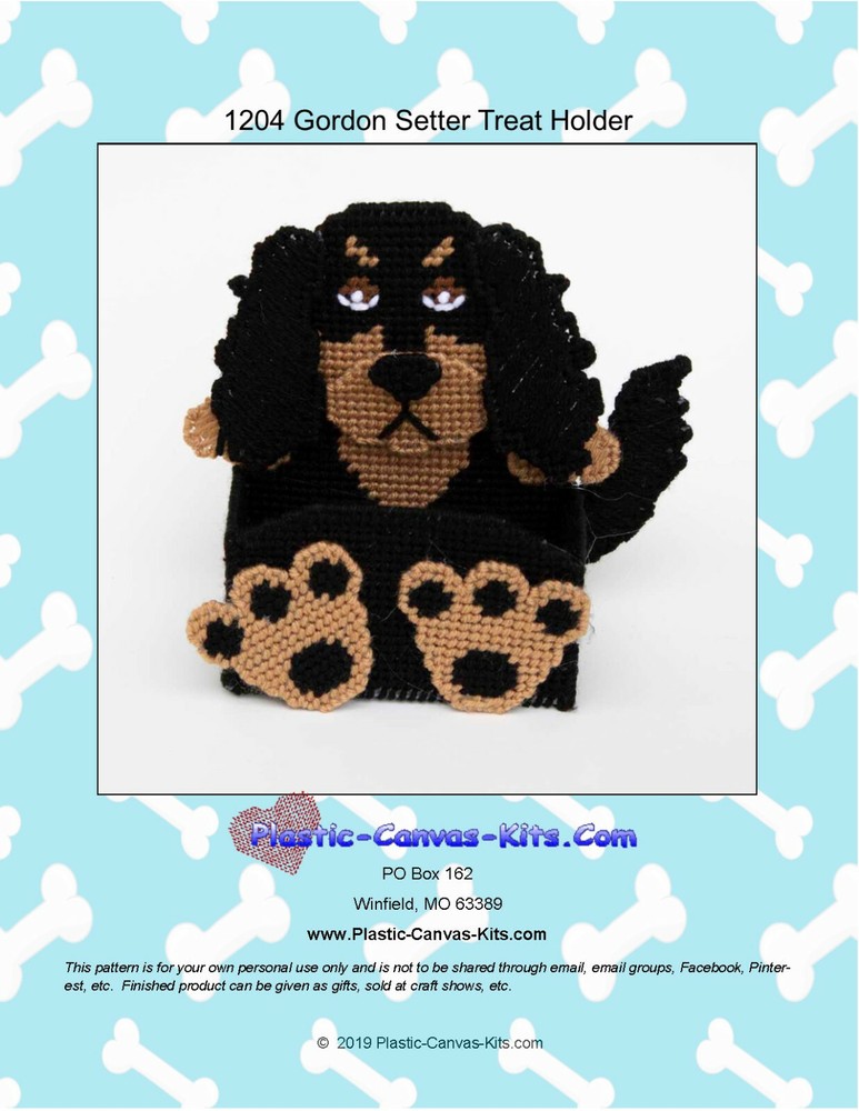 Gordon Setter Dog- Treat Holder-Plastic Canvas Pattern or Kit