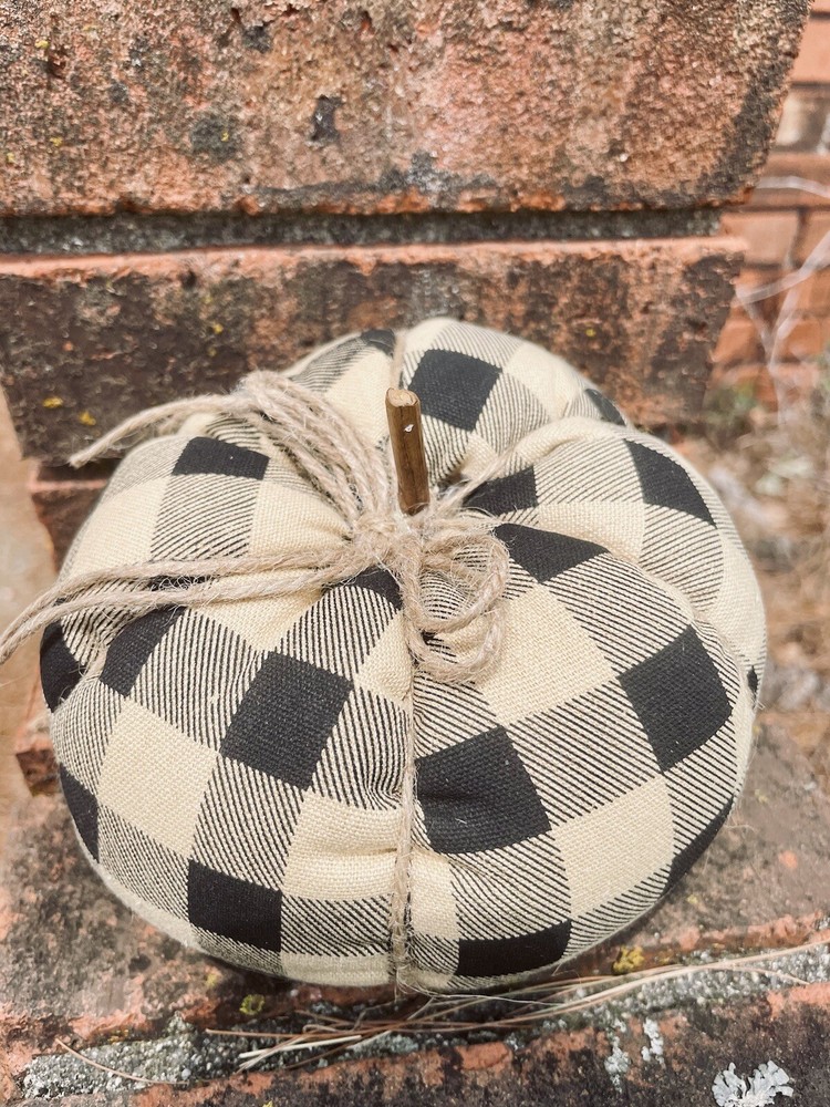 Medium Black & Beige Buffalo Check Pumpkin New