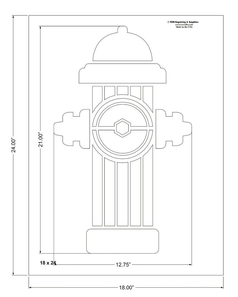 Fire Hydrant Stencil -18 x 24 Inches Overall