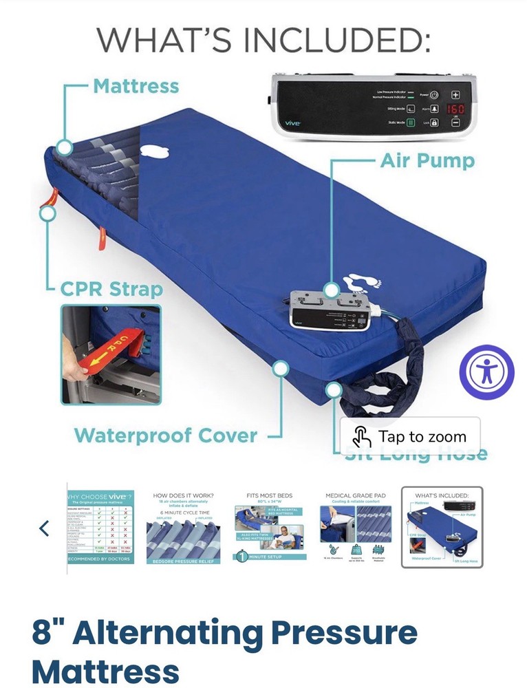 Vive 8” Alternating Pressure Mattress With Pump