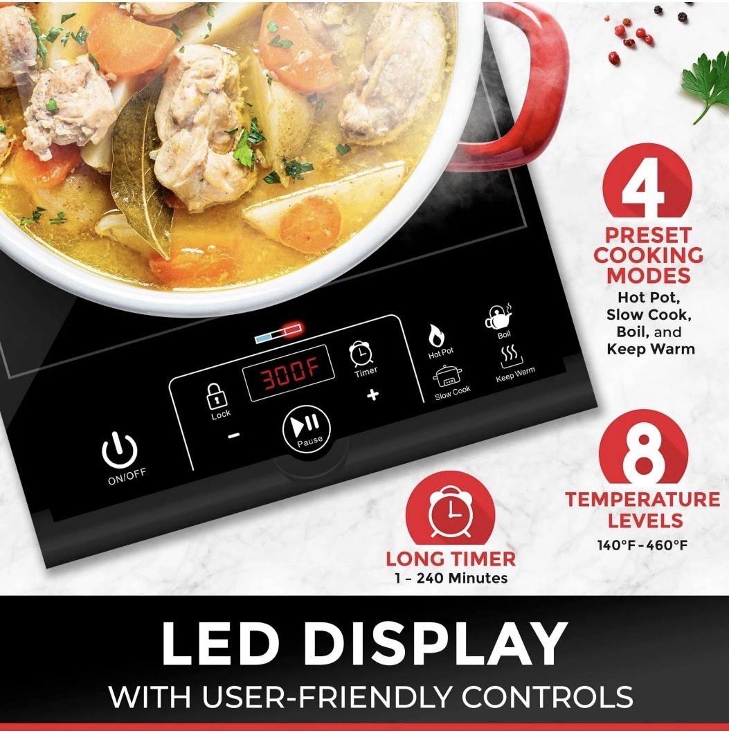 Mueller RapidTherm 1800W Portable Induction Cooktop Hot Plate Countertop Burner