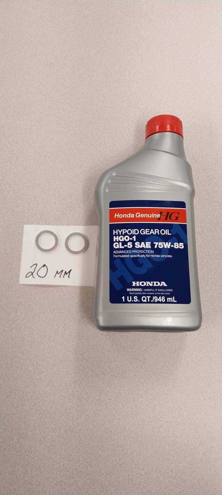 Genuine Honda Oem Hypoid Gear Oil W/Washers 08200-9014 HGO-1 Gl-5 75W-85