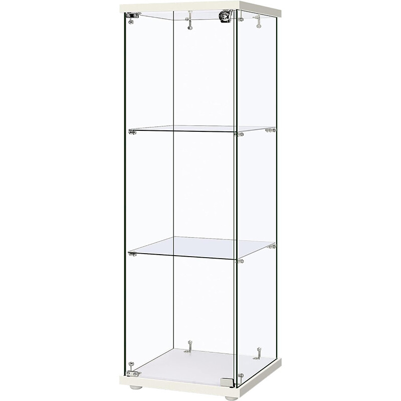 3/4-Shelf Glass Display Cabinet Glass Curio Cabinet Trophy Case Bookshelf & Lock