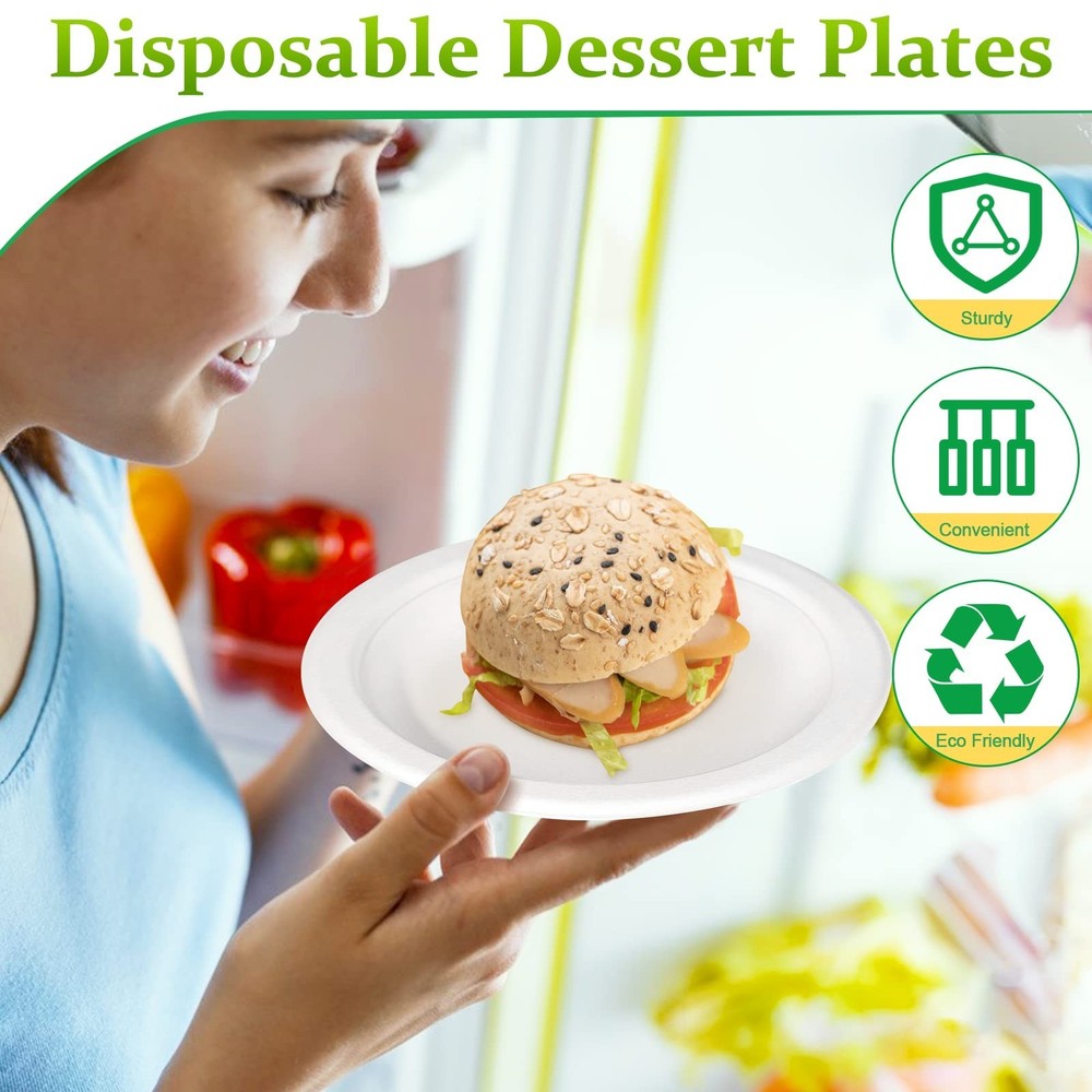 Small Paper Plates 6 inch, 500 Pack Plates Bulk, 100% Compostable Disposable ...