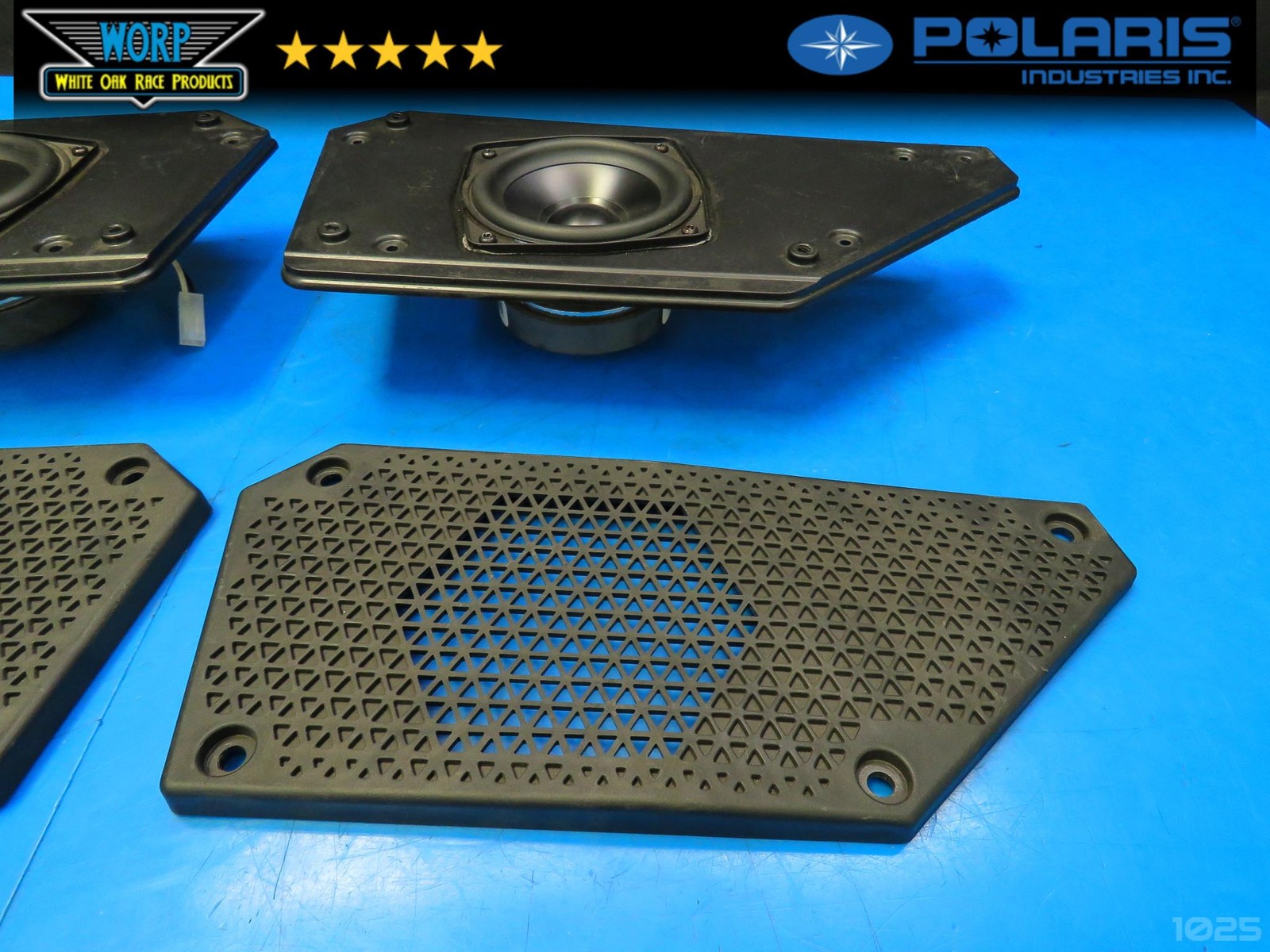 24-25 POLARIS XPEDITION MID WOOFER SET W/ MOUNTS GRILLES SPEAKERS GENUINE OEM