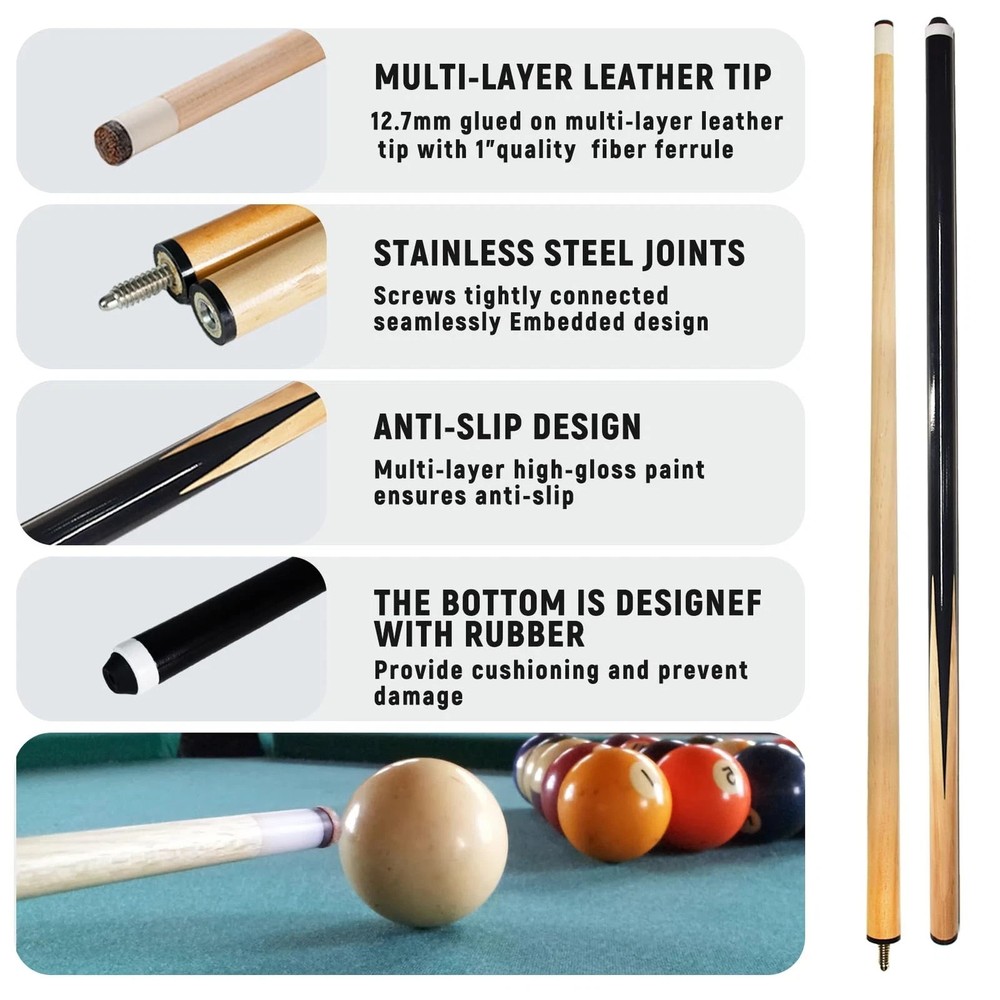 95pcs Pool Table Accessories Set - Balls, Triangle, Rack, Cue, Chalk, Tips, S...