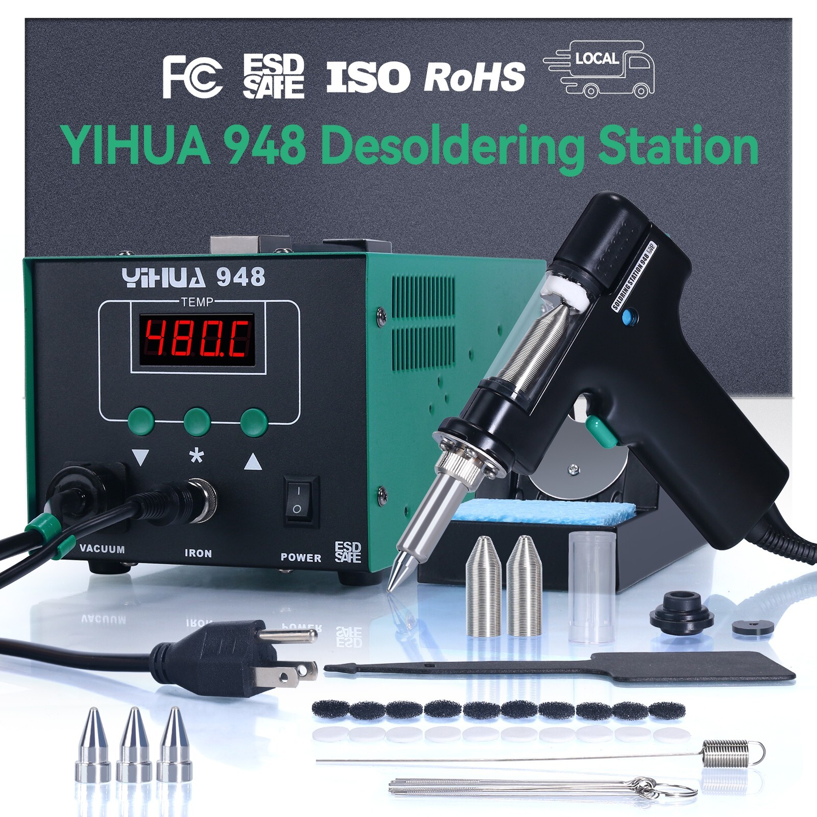 YIHUA 948 Desoldering Rework Station Suction Gun Digital Adjustable Temperature