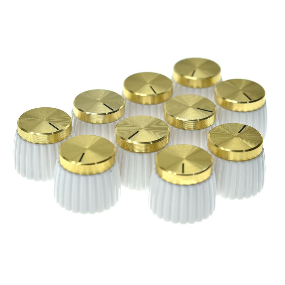 10pcs Guitar Amplifier-Knobs-White-w-Gold-Cap-Push-on-fits-Marshall-Amplifier